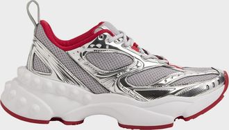 Christian Louboutin So Flo Mesh & Metallic Leather Runner Sneakers