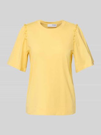 Selected T-Shirt mit Raffungen Modell PENELOPE in GELB, Gr&ouml;&szlig;e XS