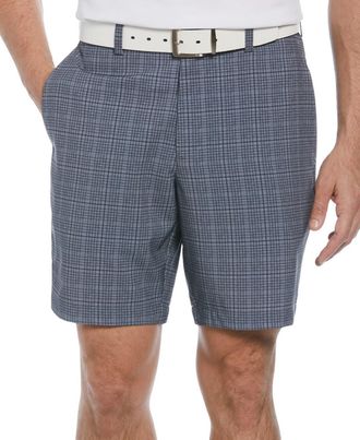 PGA TOUR Mens PGA Tour Golf Shorts Caviar Gray Plaid Regular Fit Performance FTS904