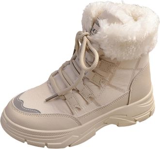 Generic Khaki Female Fashionable Versatile Winter with Insulation Outdoor High Top Snow Boots for Cold Weather Comfort with Stylish Design