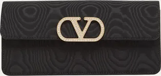 Valentino Garavani Crystal VLogo Moire Clutch Bag