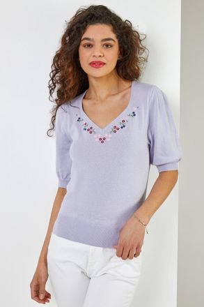 Roman Floral Embroidered Sweetheart Jumper