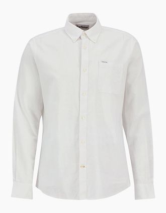 Barbour Mens Barbour Nelson Linen Tailored Shirt - White - Size: Regular/36
