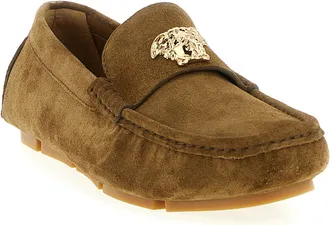 Versace Mens Brown Calfskin Slip-On Loafers