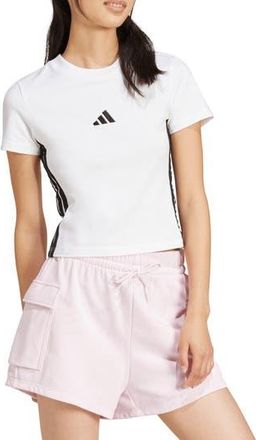 adidas 3-Stripe Baby T-Shirt in White/Black at Nordstrom Rack, Size X-Large