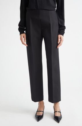 Toteme Slim Wool & Silk Evening Trousers in Black at Nordstrom, Size 2 Us