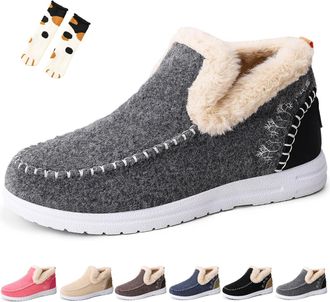 Generic Orthopedic Fleece Slip-On Boots for Women & Men, Supportive Walking Shoes with Arch Support, Cushioned Insoles for Foot Pain Relief (Gray,10.5)