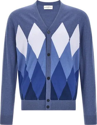 Ballantyne Blue Cotton Mens Cardigan