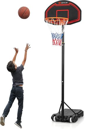 Costway Costway - Canasta De Baloncesto Para Ni&ntilde;os/soporte Canasta Regulable En 5 Alturas 192-247 Cm Red Duradera Y Tablero Inastillable/canasta De Baloncesto