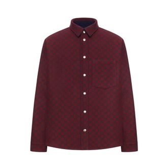 Gucci Overhemden, Heren, Veelkleurig, M, Denim, Omkeerbaar denim en flanellen overhemd