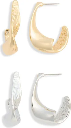 Natasha 2-Pack Hoop Earrings in Gold/Silver at Nordstrom Rack
