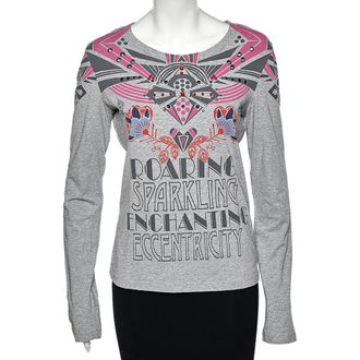Love Moschino Grey Printed Cotton Long Sleeve T-Shirt