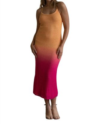 Lulus Lorient Orange & Pink Knit Maxi Dress In Orange/pink