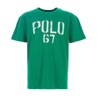 Polo Ralph Lauren T-Shirts, male, Green, Size: 2XL Cotton T-shirt