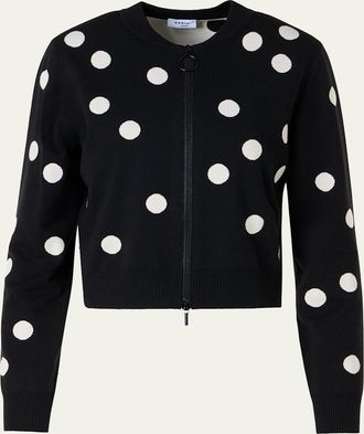 Akris Polka Dot Wool Zip Cardigan