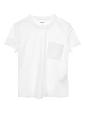 Hermès 2020s Mosaique embroidered pocket T-shirt - women - Cotton - 36 - White
