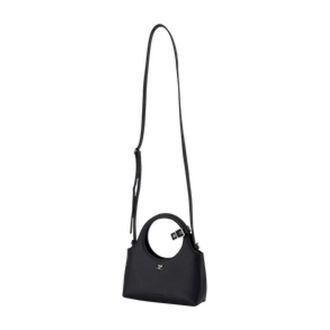 Courr&egrave;ges Womens Calfskin Leather Top Handle Bag Black
