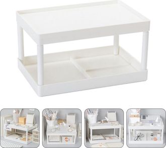 OEM Toymytoy 1 Estante De Almacenamiento Blanco De Doble Capa Para Cosm&eacute;ticos, Art&iacute;culos De Papeler&iacute;a Y Otros Art&iacute;culos