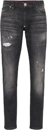 Philipp Plein Destroyed Slim Fit Jeans - Heren - Slim Fit Jeans - Grijs - W29 - Katoen - Jeans