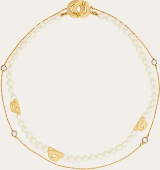 Ferragamo Donna Collana doppio filo con perle Oro