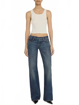 Frame Denim Low Rise Gray Jean In Tolerate-Dark Blue
