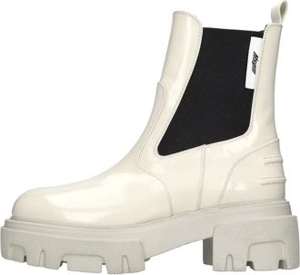Msgm Leather and Fabric Ankle Boots - female - MSGM - Chelsea Boots - White - 5 UK - Shoes