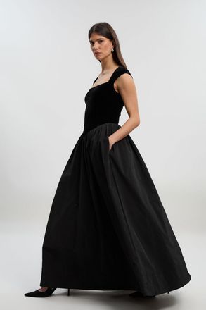 Karen Millen Womens Petite Velvet Sleeveless Body With Taffeta Drop Waist Maxi Dress - Fuchsia - Size X-Small