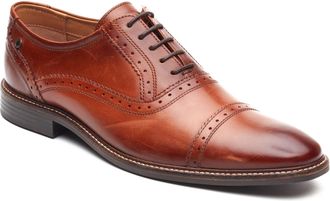 Base London Ascot Oxford Leather Mens Burnt Tan Shoes - Size UK 10