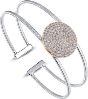 Lafonn Platinum & Gold Plated Sterling Silver Milano Pave Button Bangle in White at Nordstrom Rack