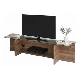 Dmora Dmora - Mueble De Televisi&oacute;n Erinyes, Aparador De Sal&oacute;n, Mueble Bajo Para Tv, Base De Pared Equipada, 158x35h40 Cm, Nuez, Con Embalaje Reforzado