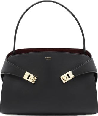 Ferragamo Borsa a spalla con stampa logo - Nero