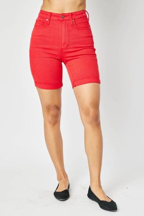 Judy Blue Robbin Bermuda Shorts In Red