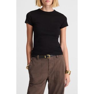 Madewell The 90s Crewneck Compact Cotton T-Shirt in Jet Black at Nordstrom, Size Xx-Small