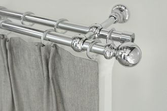 Garesa Gardinenstange »ANDREA« Ø 20 mm 2 läufig-läufig Wunschmasslänge Vorhanggarnitur, verlängerbar, Endknopf Kugel lang, mit Ringen