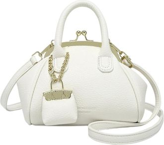 Generic Female Vintage Crossbody Bag Trendy Leather Handbag Work Bag with Purse (White)