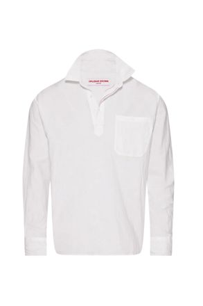 Orlebar Brown Mens Shanklin Chainstitch Long Sleeve Shirt In White