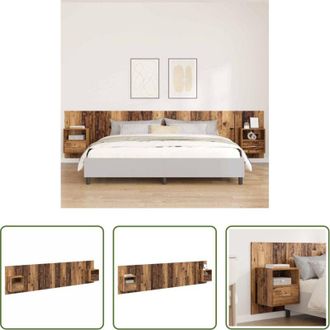 vidaXL Comodino - Testata con Comodino 3 pcs Legno vecchio Legno multistrato