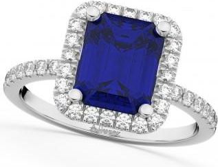 Allurez Lab Blue Sapphire & Lab Grown Diamond Engagement Ring 14k White Gold (3.32ct)