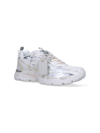Off-white Chunky Mesh and Metallic Sneaker - White