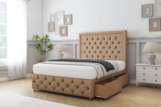 Sloomy Vienna Dumfries Divan Set 2 Drawers-54 Headboard-Footboard in Light Brown | Size: Double