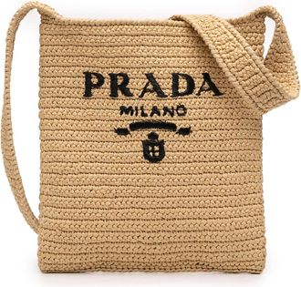 Prada Pre-owned Prada Raffia Effect Crochet Logo Embroidered Crossbody Ladies PORHSS349YIBEEC0