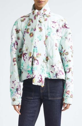 Ulla Johnson Lilith Quilted Silk Jacket with Removable Scarf in Oasis at Nordstrom, Size X-Small