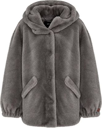 Lou Andr&eacute;a Chaqueta de Borrego Sint&eacute;tico con Capucha - Jackets - Mujer - Gris - S