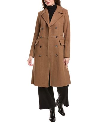 Kenneth Cole New York Chevron Textured Wool-Blend Military Coat