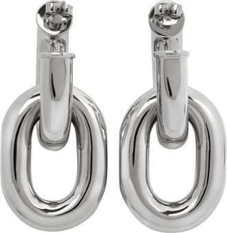 Paco Rabanne Womens Xl Link Hoops Earring Paco Silver Brass Metal Jewelry-Watches Earrings