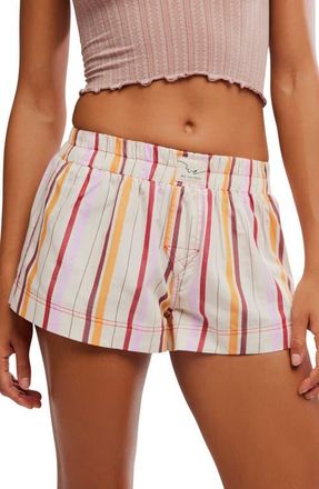 Free People Day To Day Mini Boxer Pajama Shorts in Tea Combo at Nordstrom, Size X-Large