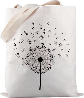 Generic Music Notes Merch Flower Music Tote Bag Music Teacher Tote Bag Music Lover Gift Dandelion Symbols Gift (Flower Music Notes TOTE)