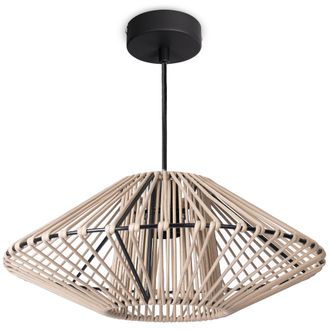 Paco Home Paco Home - L&aacute;mpara Colgante Led Sal&oacute;n L&aacute;mpara Colgante Comedor Vintage Mimbre Look Boho L&aacute;mpara Colgante, Negro 5