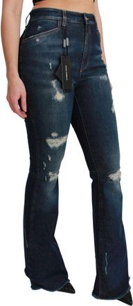 Dolce & Gabbana Womens Blue Cotton Flared Jeans Clothing