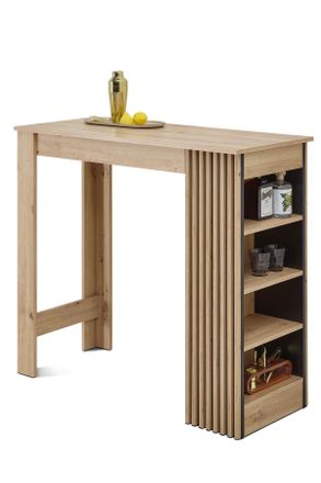 MID.YOU Mid.you Bartisch, Schwarz, Eiche Artisan, Holzwerkstoff, Streifen, 50x103x115 cm, Esszimmer, Esstische, Stehtische